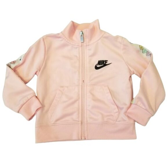 Nike Pink Baby Girl Zip up Sweater Heart Trim Track Suit Toddler 18 Months - Picture 1 of 7